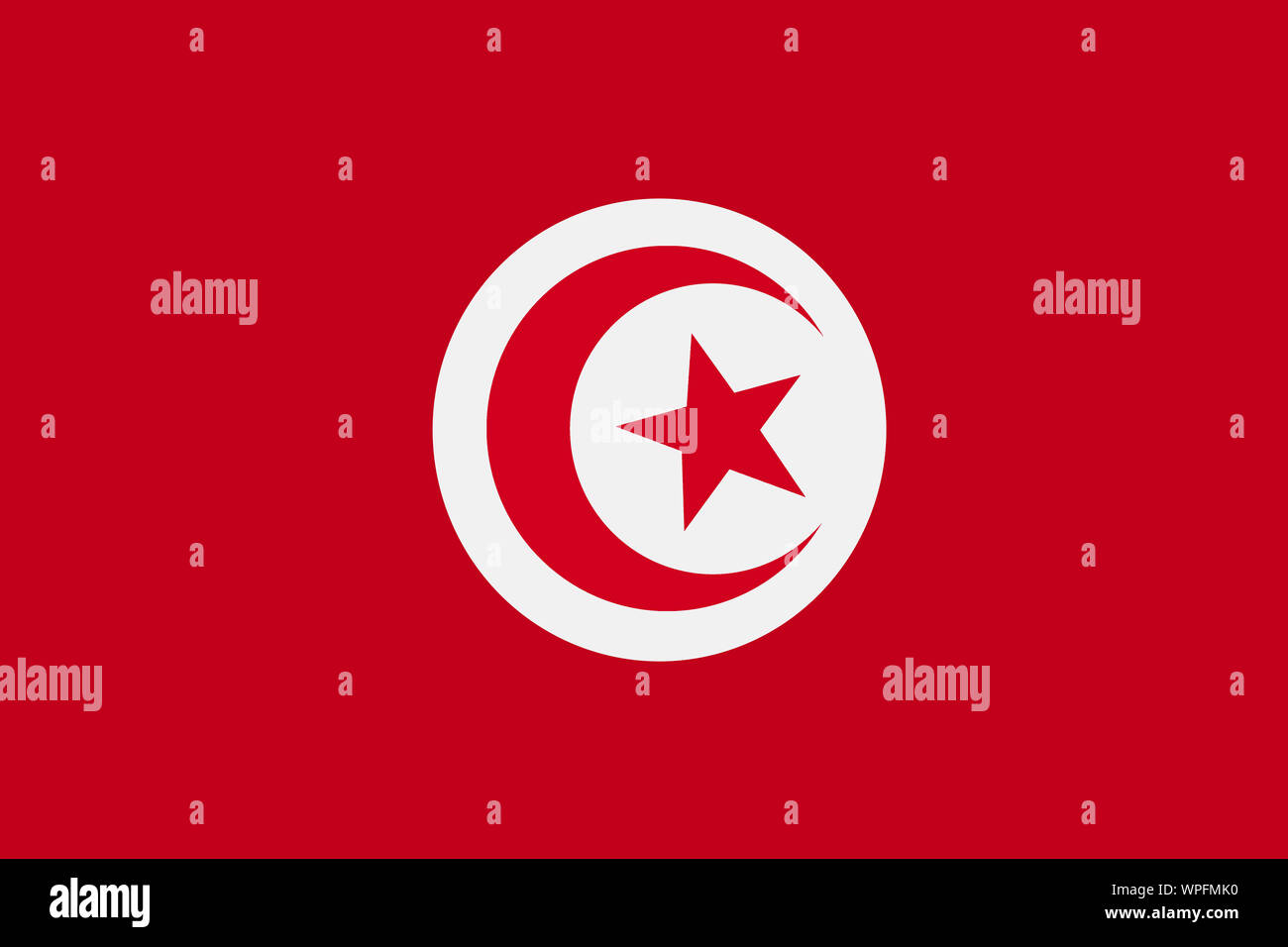 A Tunisia flag background illustration red crescent moon star Stock Photo