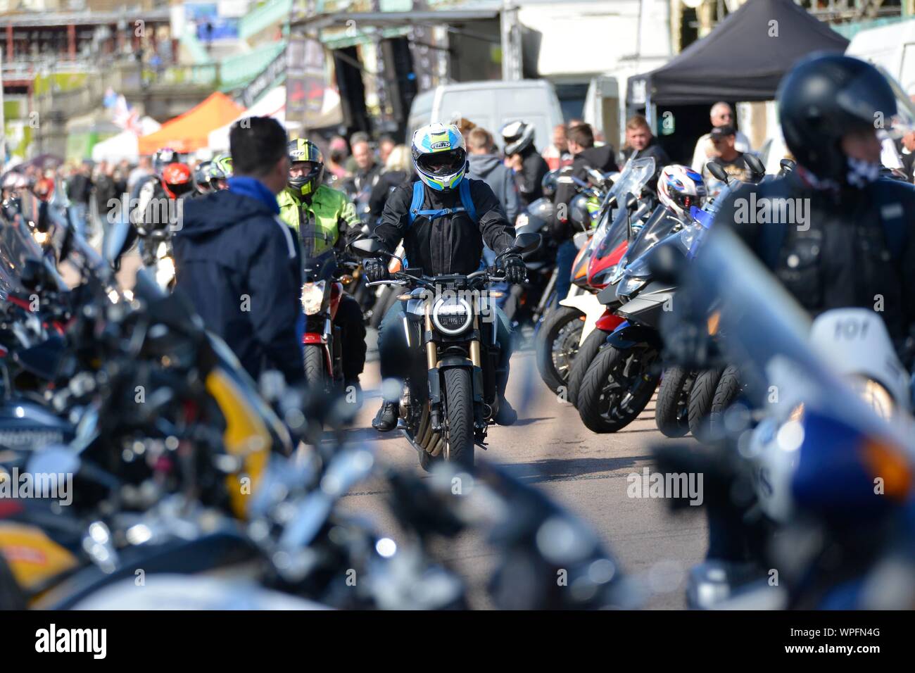 Ace Cafe Reunion 2019 Brighton Burn Up at Madeira Drive. Picture:Terry Applin Stock Photo