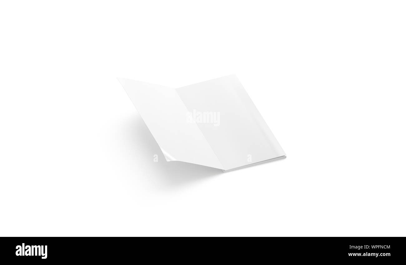 Blank white opened rectangular journal mockup, isolated Stock Photo