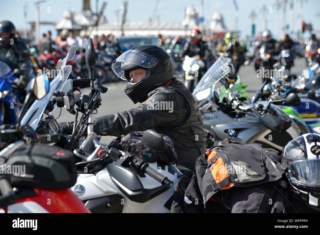 Ace Cafe Reunion 2019 Brighton Burn Up at Madeira Drive. Picture:Terry Applin Stock Photo