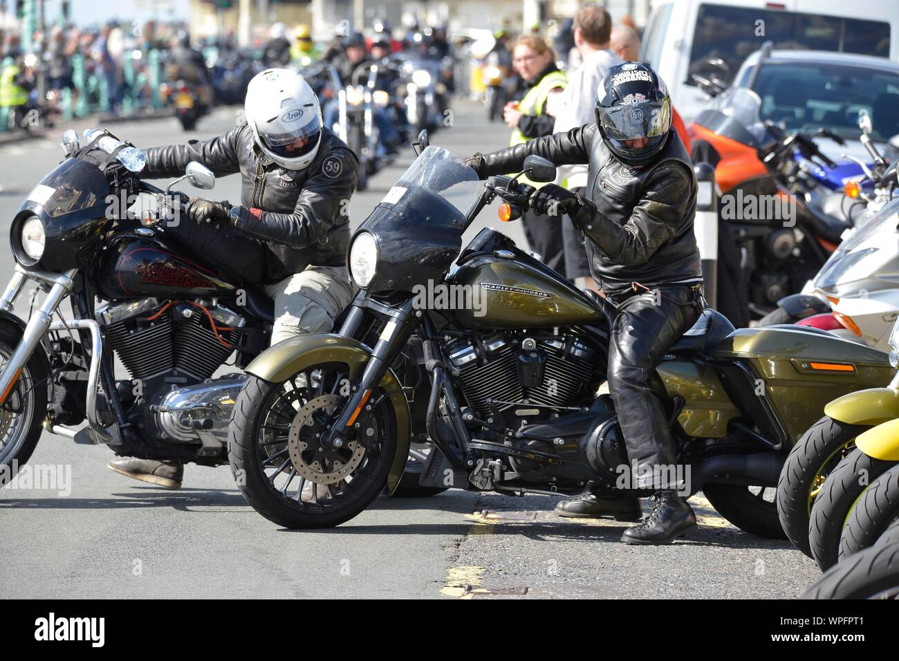 Ace Cafe Reunion 2019 Brighton Burn Up at Madeira Drive. Picture:Terry Applin Stock Photo