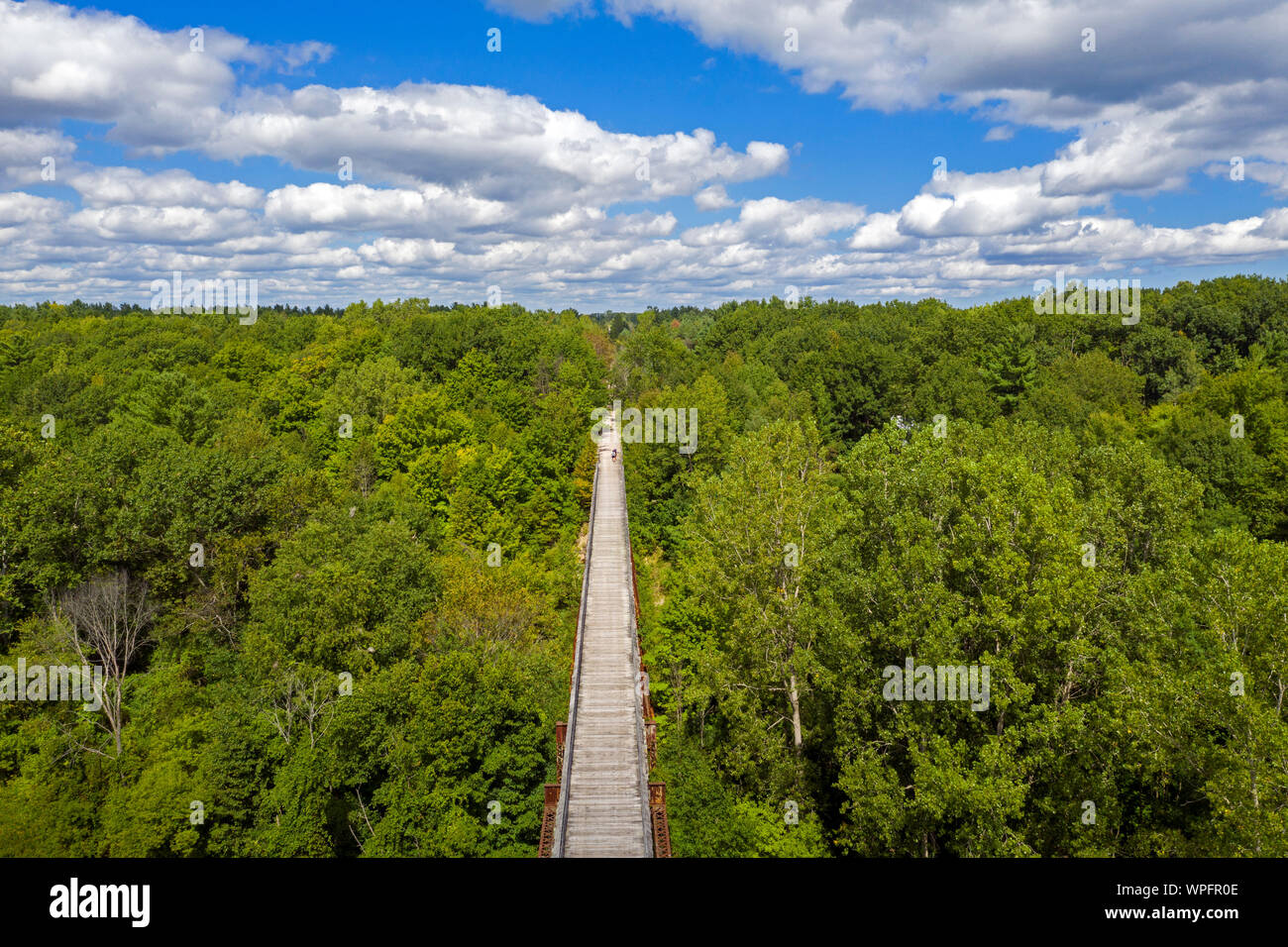 Avoca, Michigan - The 12.5-mile Wadhams to Avoca Trail, a former CSX Railway line that was converted to a hiking and bicycling trail. A 640-foot long Stock Photo