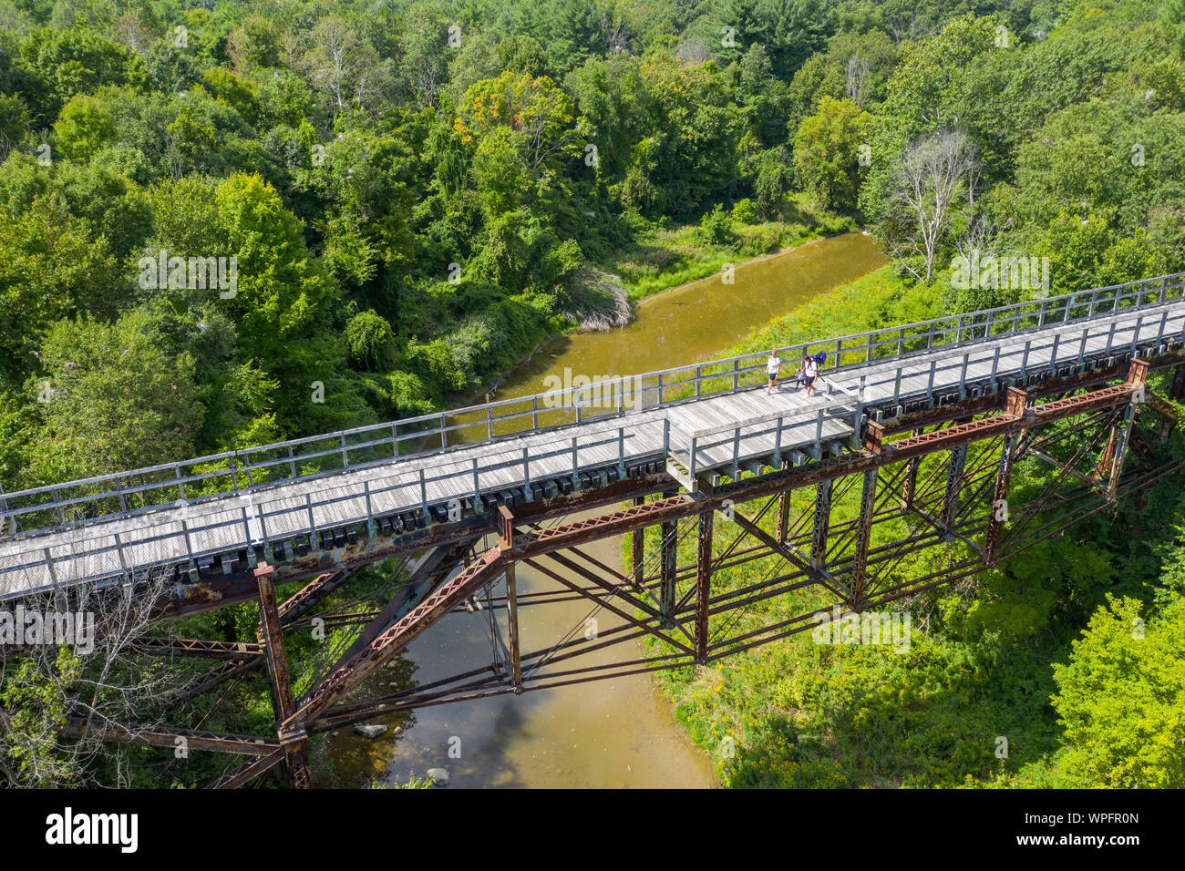 Avoca, Michigan - The 12.5-mile Wadhams to Avoca Trail, a former CSX Railway line that was converted to a hiking and bicycling trail. A 640-foot long Stock Photo
