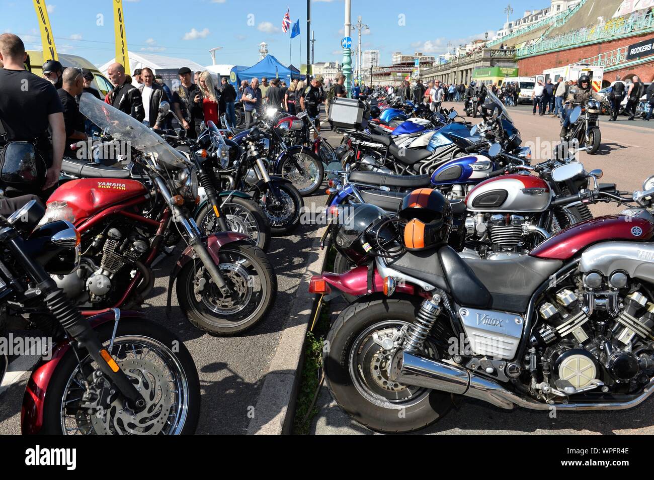 Ace Cafe Reunion 2019 Brighton Burn Up at Madeira Drive. Picture:Terry Applin Stock Photo