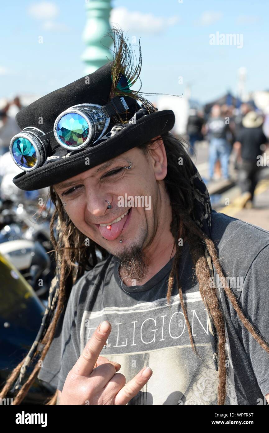 Ace Cafe Reunion 2019 Brighton Burn Up at Madeira Drive. Picture:Terry Applin Stock Photo