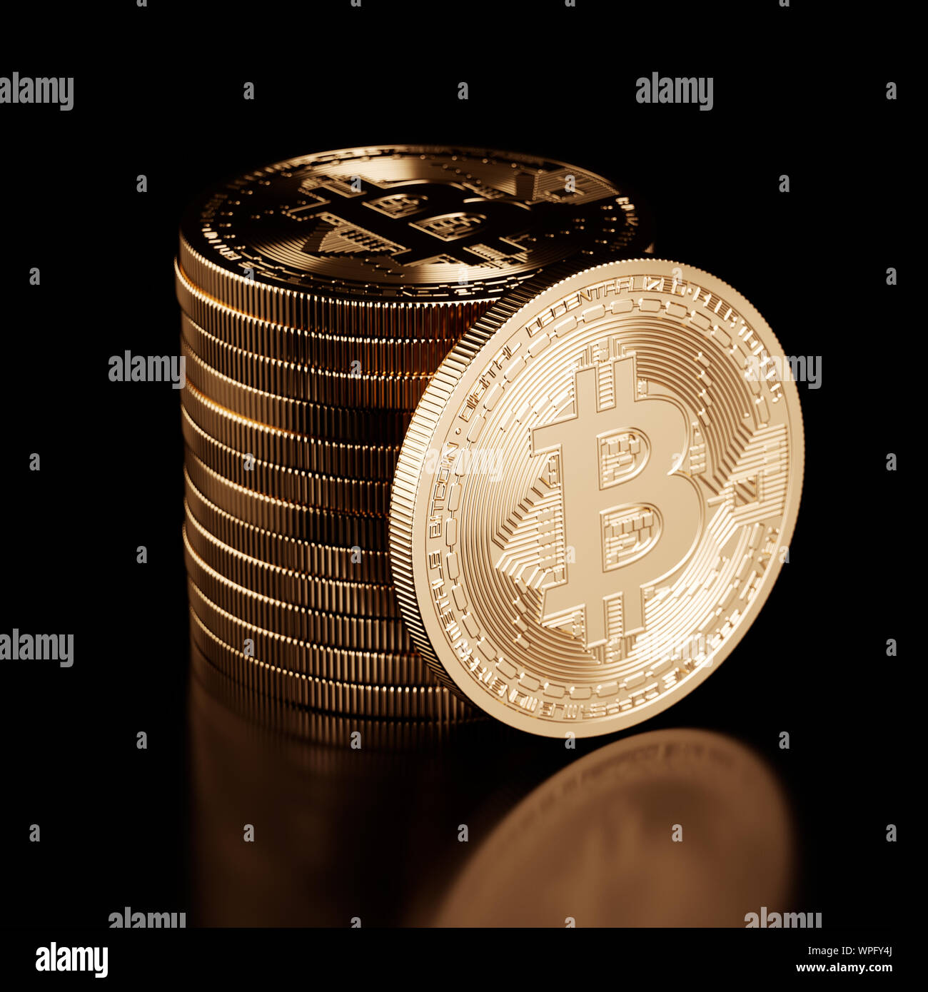 Bitcoin coins. Cryptocurrency abstract concept. 3d rendering illustration Stock Photo - Alamy