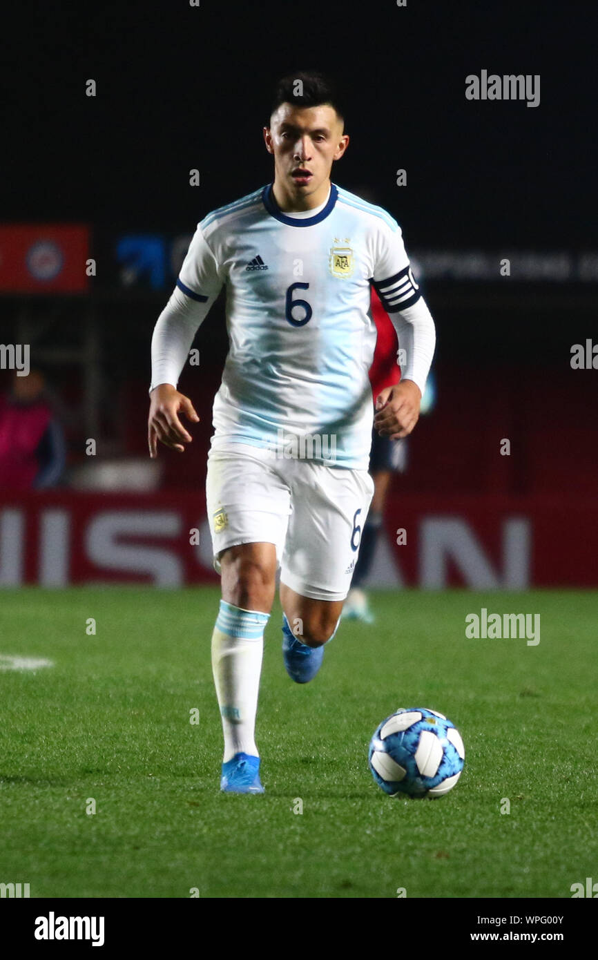 BUENOS AIRES, 08.09.2019: Lisandro Martinez during the match between Argentina and Colombia for friendly match on Diego Maradona Stadium in Buenos Air Stock Photo