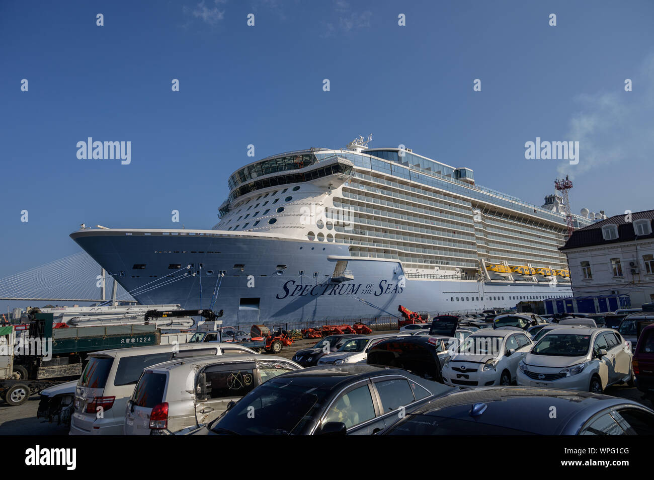 VLADIVOSTOK, RUSSIA - SEPTEMBER 9, 2019: The Quantum-class cruise ship