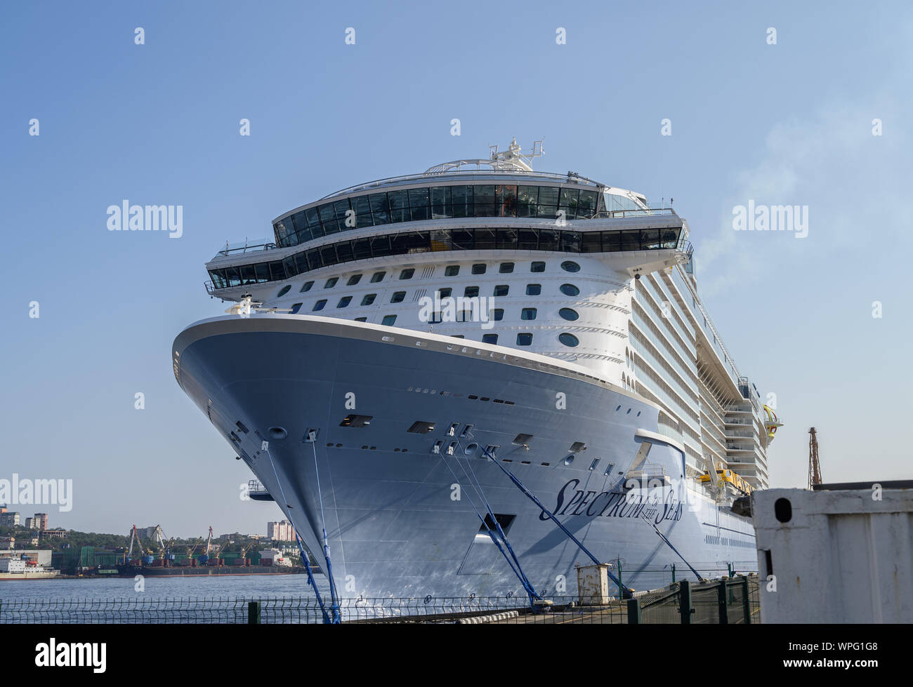 Vladivostok Russia September 9 2019 The Quantum Class Cruise Ship Spectrum Of The Seas Docks At Vladivostok Harbor Stock Photo Alamy