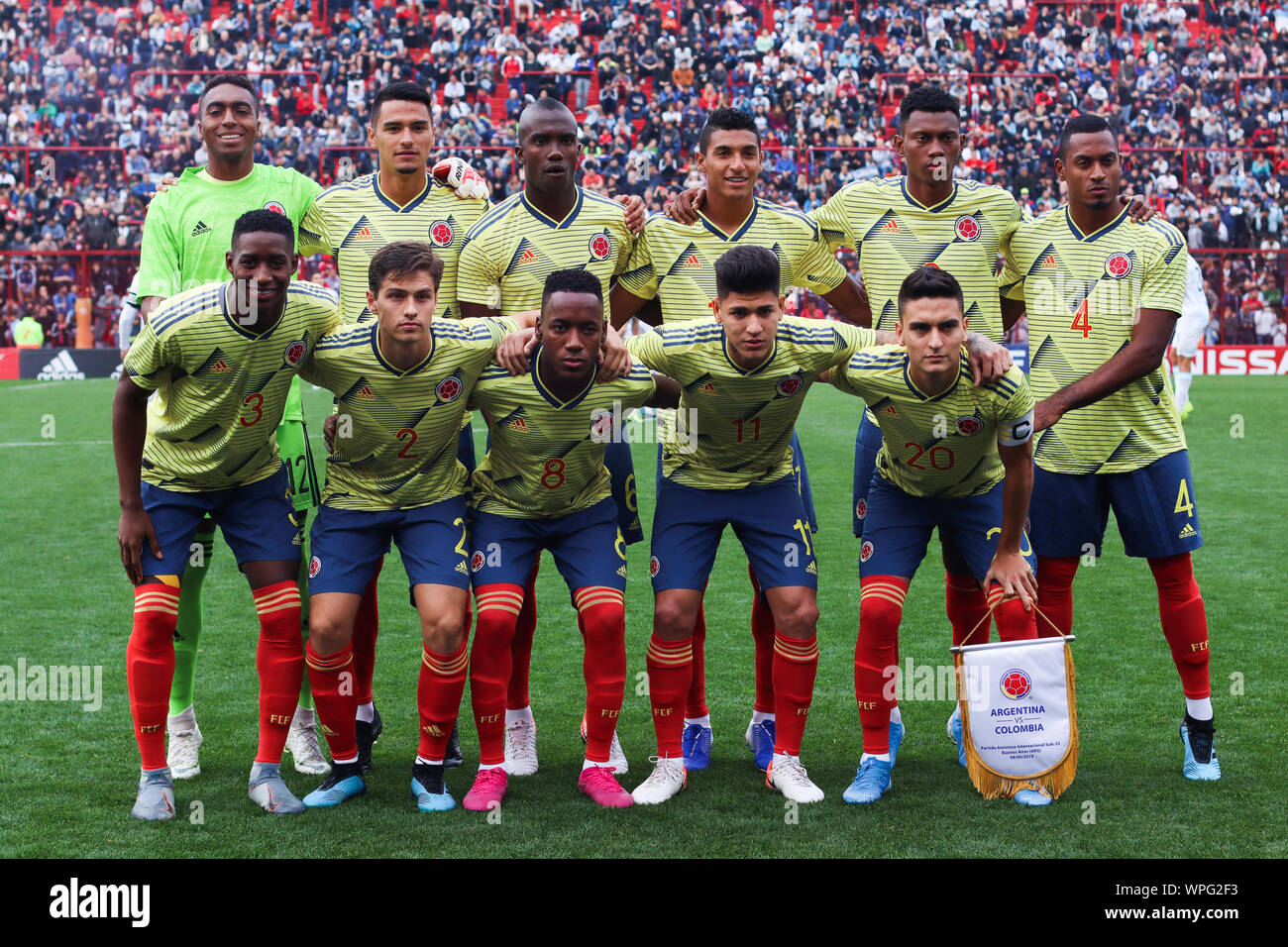 BUENOS AIRES, 08.09.2019: Team of Colombia before the match between Argentina and Colombia for friendly match on Diego Maradona Stadium in Buenos Aire Stock Photo