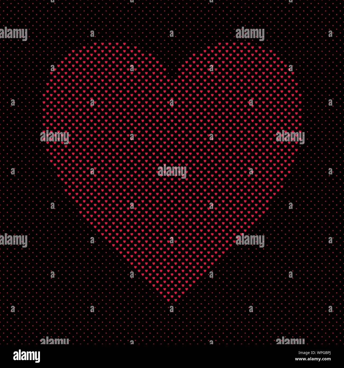 Heart shaped love concept background design - vector pattern graphic from red hearts Stock Vector