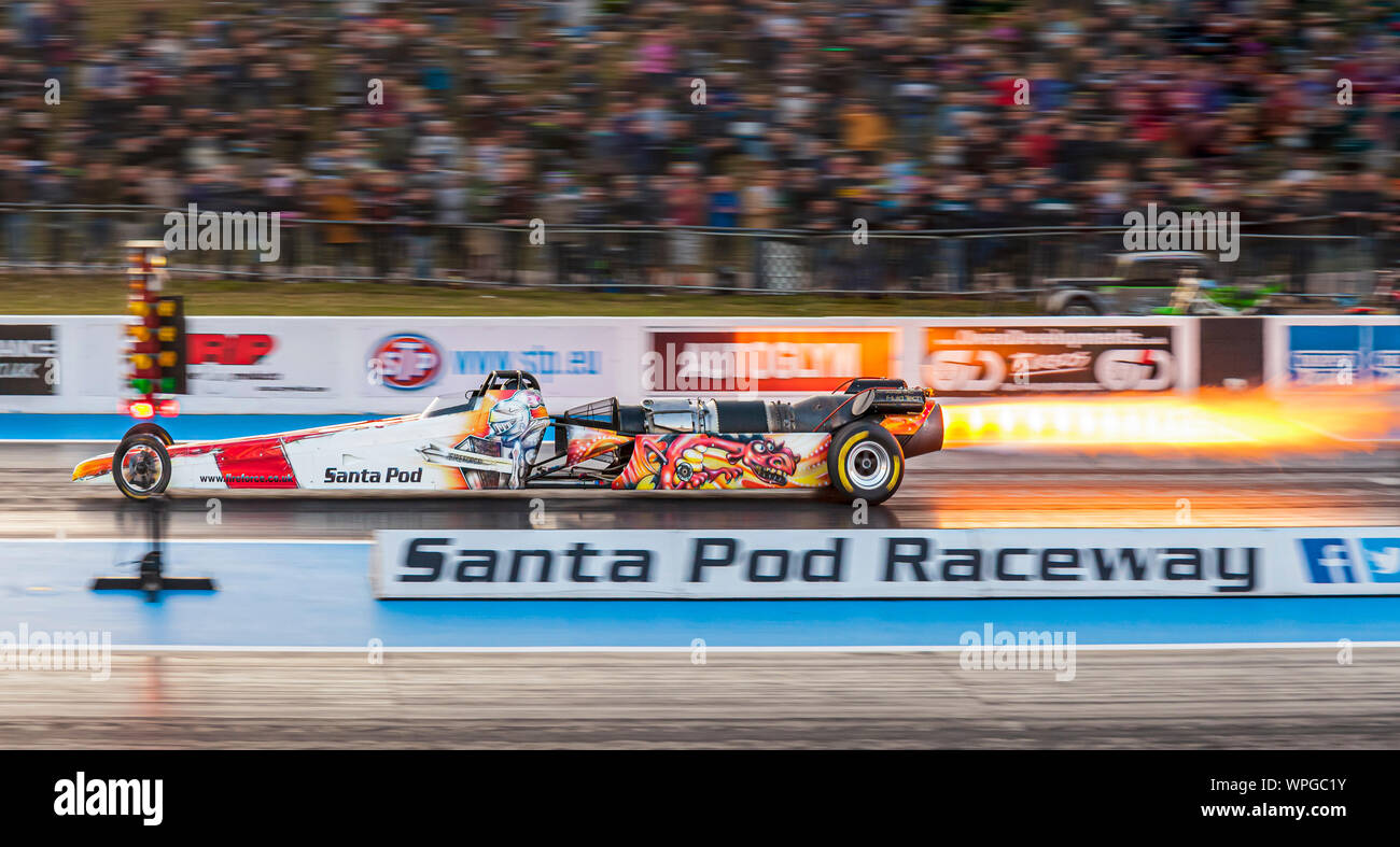 FireForce 5 Jet Car at Santa Pod Raceway. Stock Photo