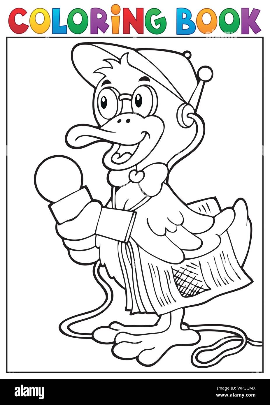 Coloring book duck reporter theme 1 Stock Vector