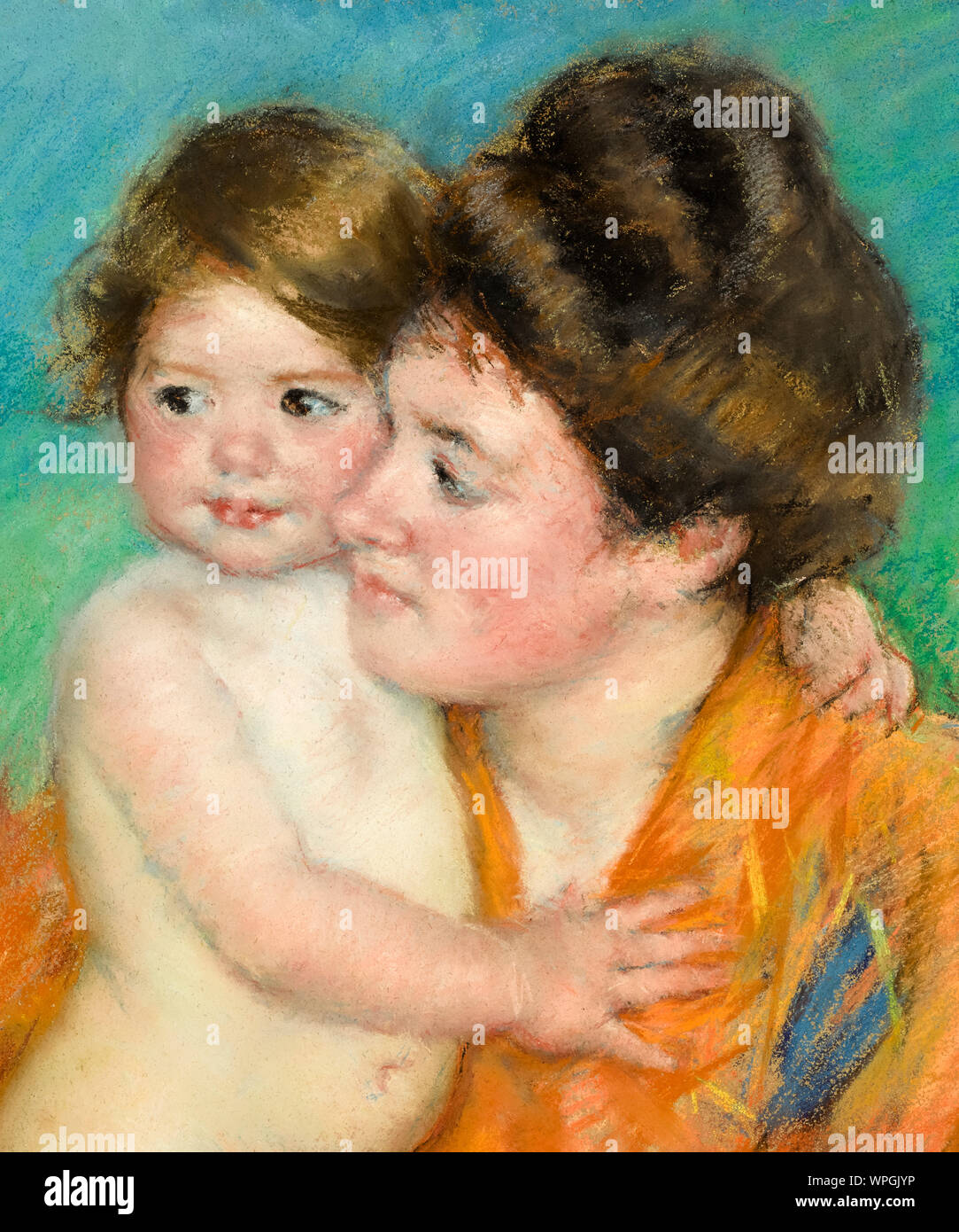 Mary Cassatt, Woman with Baby (detail), pastel drawing, circa 1902 Stock Photo