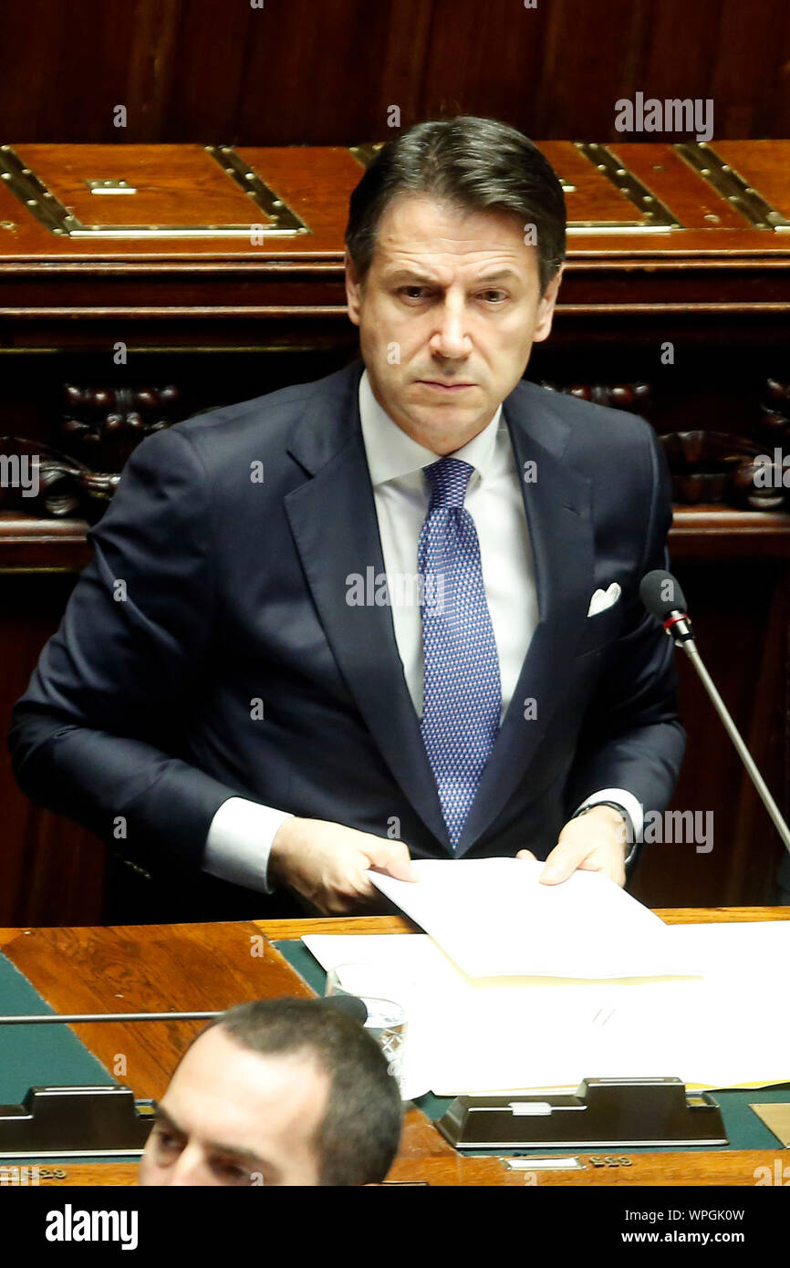 Rome, Italy. 09th Sep, 2019. Giuseppe Conte Rome September 9th 2019. Lower Chamber. Programmatic speech of the new appointed Italian Premier at the Chamber of Deputies to explain the program of the yellow-red executive. After his speech the Chamber is called to the trust vote at the new Government. Credit: insidefoto srl/Alamy Live News Stock Photo