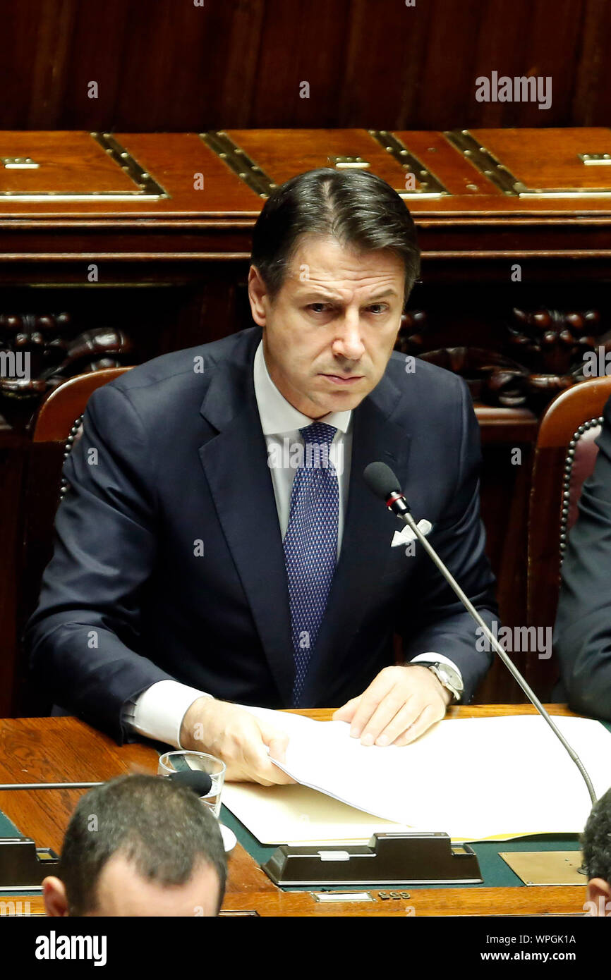 Rome, Italy. 09th Sep, 2019. Giuseppe Conte Rome September 9th 2019. Lower Chamber. Programmatic speech of the new appointed Italian Premier at the Chamber of Deputies to explain the program of the yellow-red executive. After his speech the Chamber is called to the trust vote at the new Government. Credit: insidefoto srl/Alamy Live News Stock Photo