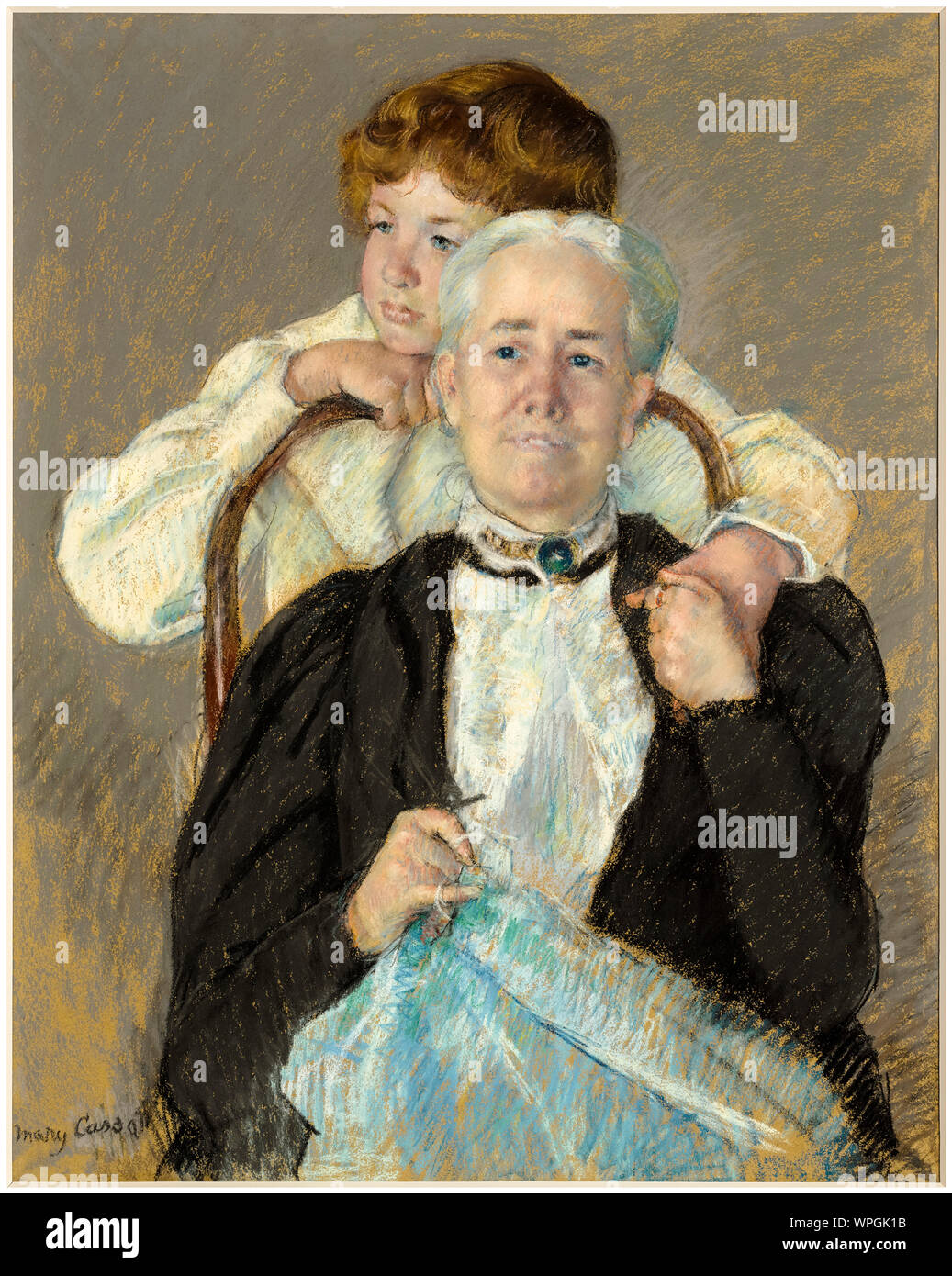 Mary Cassatt, Portrait of Mrs Cyrus J Lawrence with her grandson R Lawrence Oakley, pastel drawing, circa 1898 Stock Photo