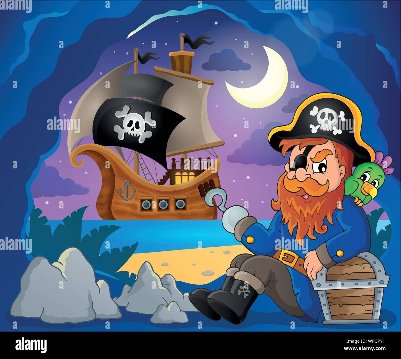 Sitting pirate theme image 7 Stock Vector