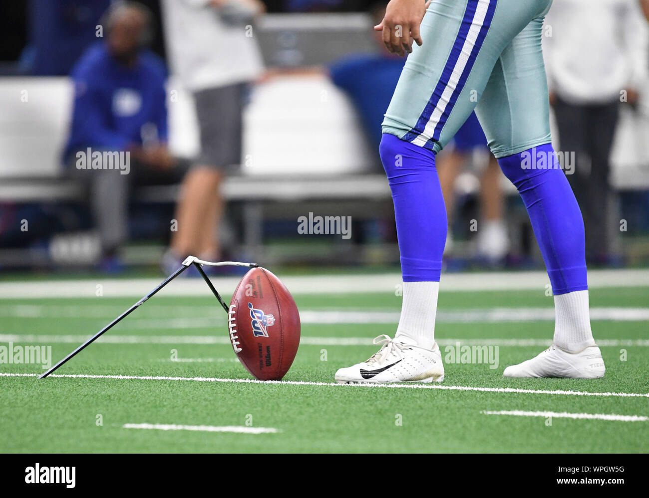 Sep 08, 2019: Dallas Cowboys place kicker Chris Maher sets up a 100th  anniversary NFL ball during pregame warmups beforean NFL game between the  New York Giants and the Dallas Cowboys at