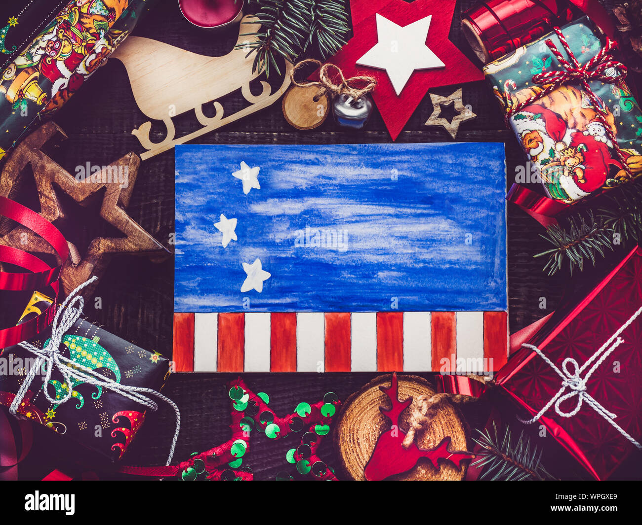Merry Christmas and Happy New Year. Flat lay Stock Photo - Alamy