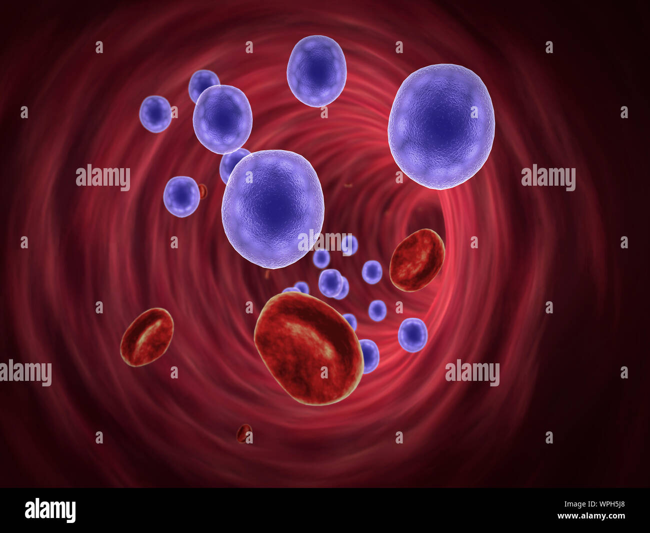 viruses in the blood, inside the blood vessel, High quality 3d render of blood cells, viruses in