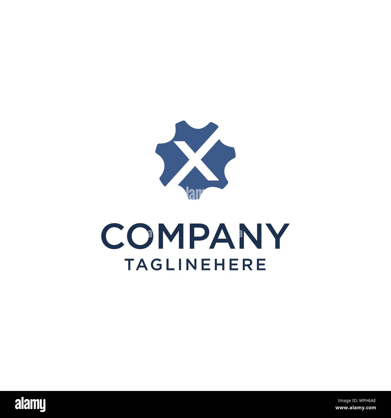 X logo initial letter design template vector inside gear shape design concept Stock Vector
