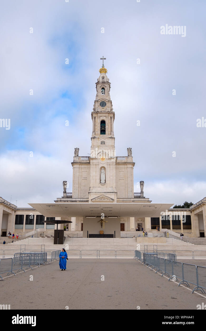 Fatima, Portugal - August 31, 2019 : Pilgrims and tourists visit the Sanctuary of Fatima, Fatima, Portugal Stock Photo
