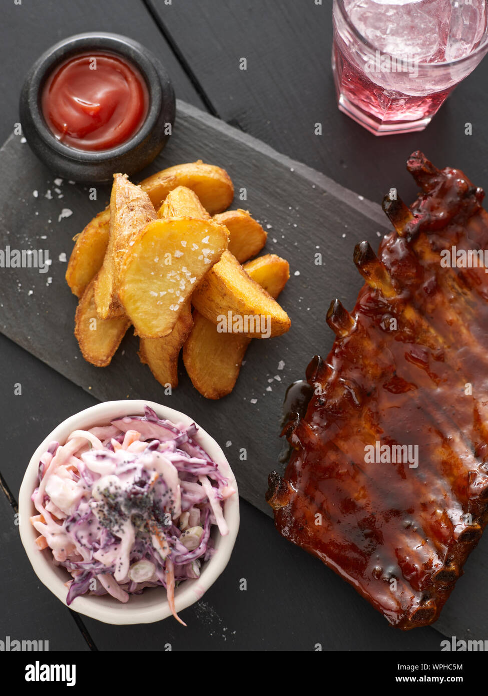 spare ribs and chips Stock Photo Alamy