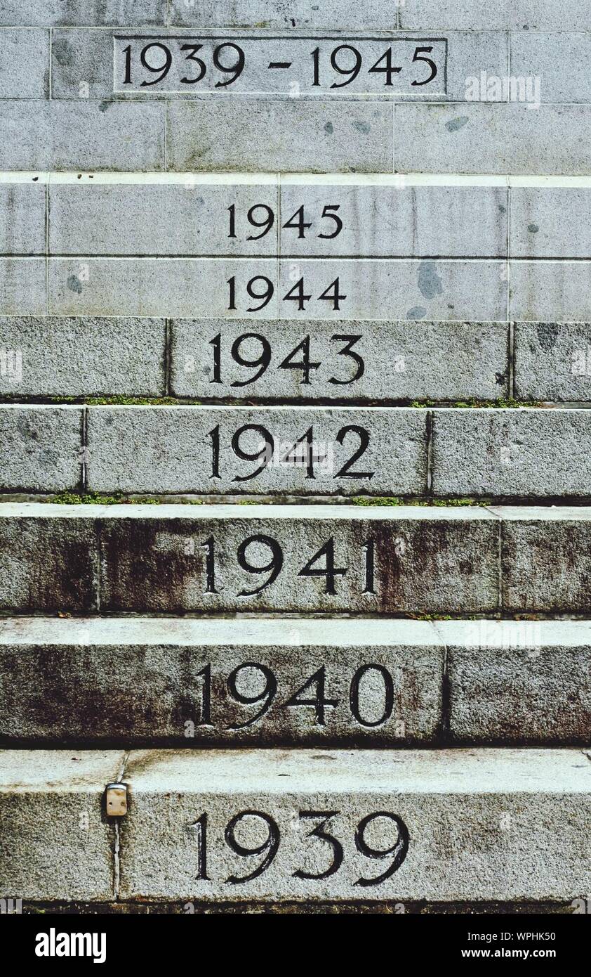 Steps With Dates Of Wwii Stock Photo Alamy