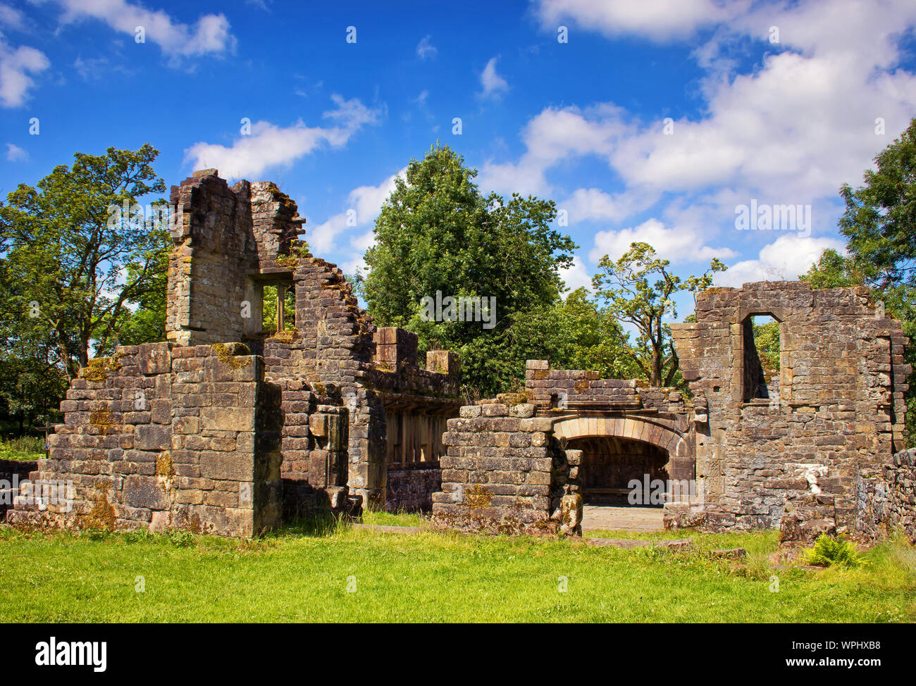 The ruins of Wycoller Hall, Wycoller, Pendle, Lancashre, England, UK ...