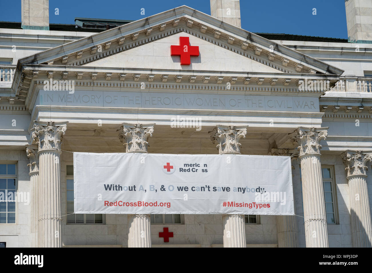 Washington, DC - August 6, 2019: Exterior facade of the American Red Cross Hospital, headquarters building in District of Columbia Stock Photo