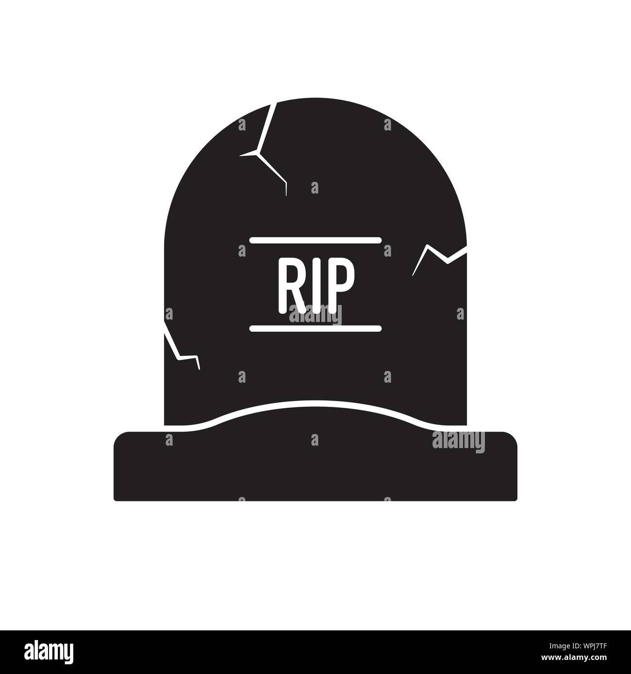 Tombstone vector icon. Solid black Halloween symbol. Stock Vector