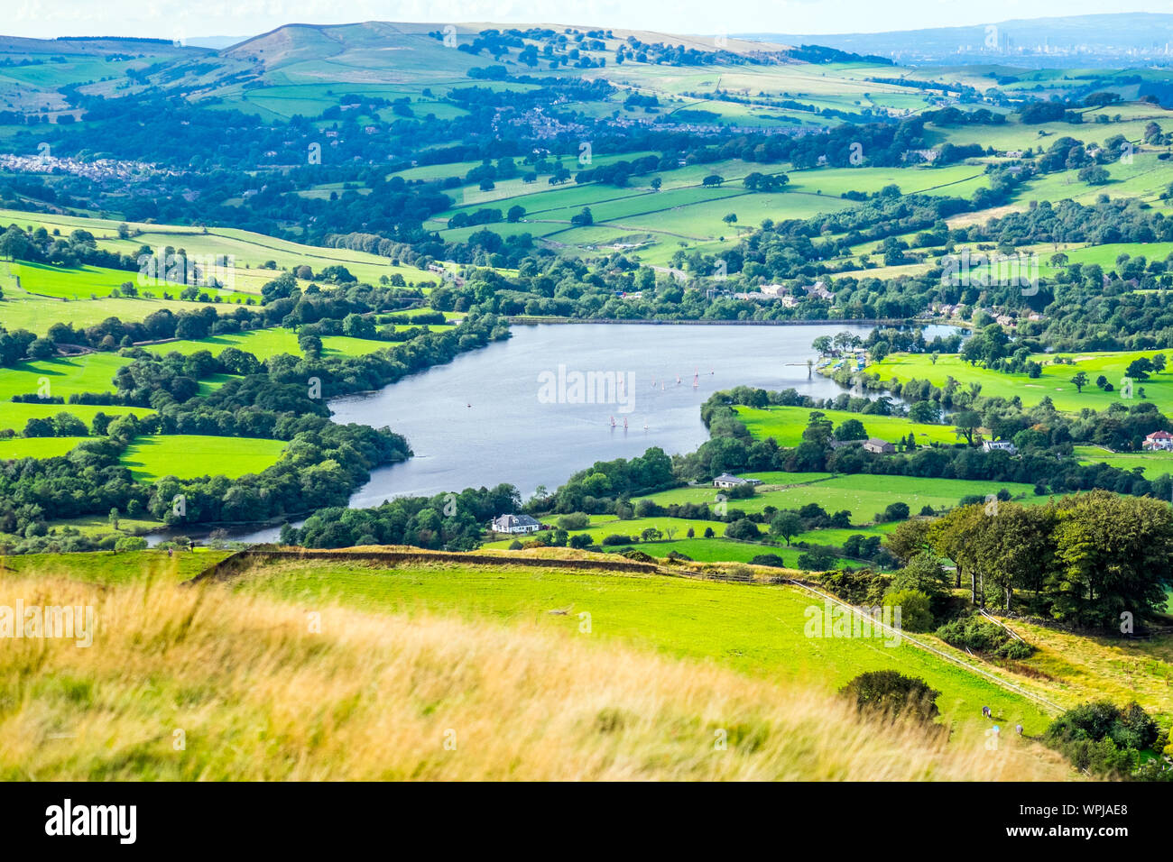 Combs reservoir near Chapel en le Frith in the Derbyshire Peak District,UK. It is the home of Combs Sailing Club Stock Photo