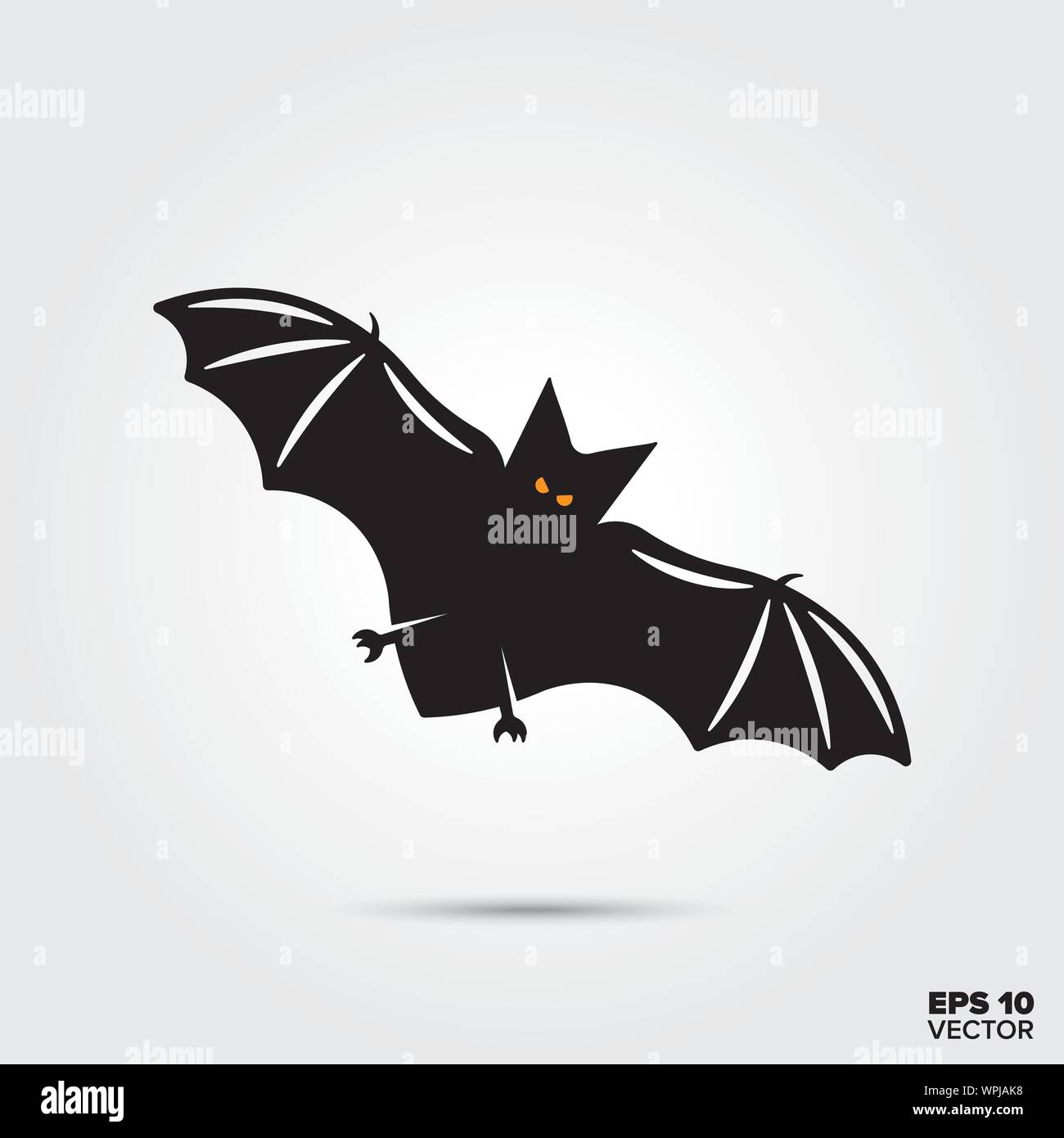 Halloween bat icon with glowing eyes. Fall season and halloween celebration symbol. Spooky