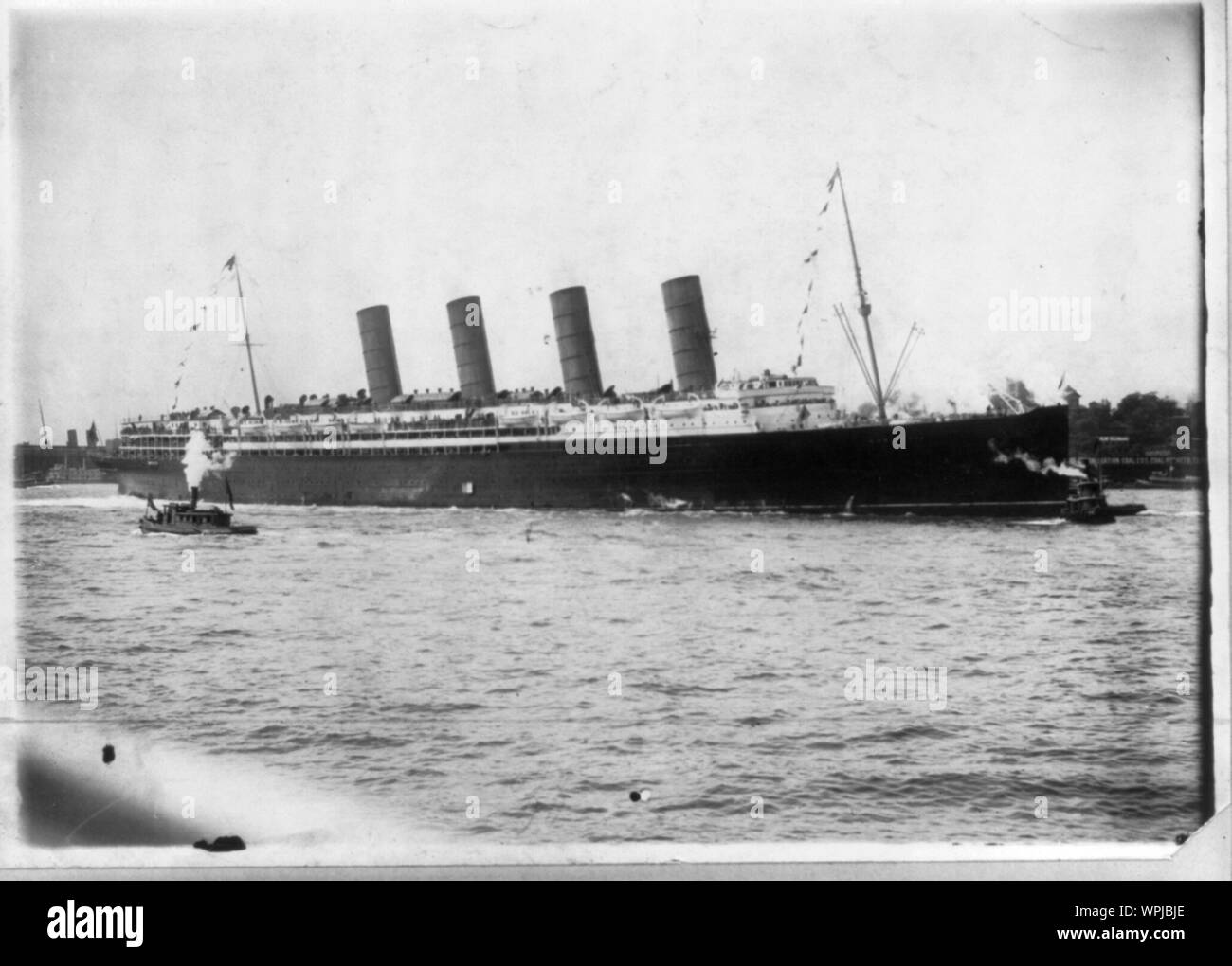 LUSITANIA, 1907-1914, New York City: arriving in NYC, maiden voyage, 13 Sept. 1907 Stock Photo