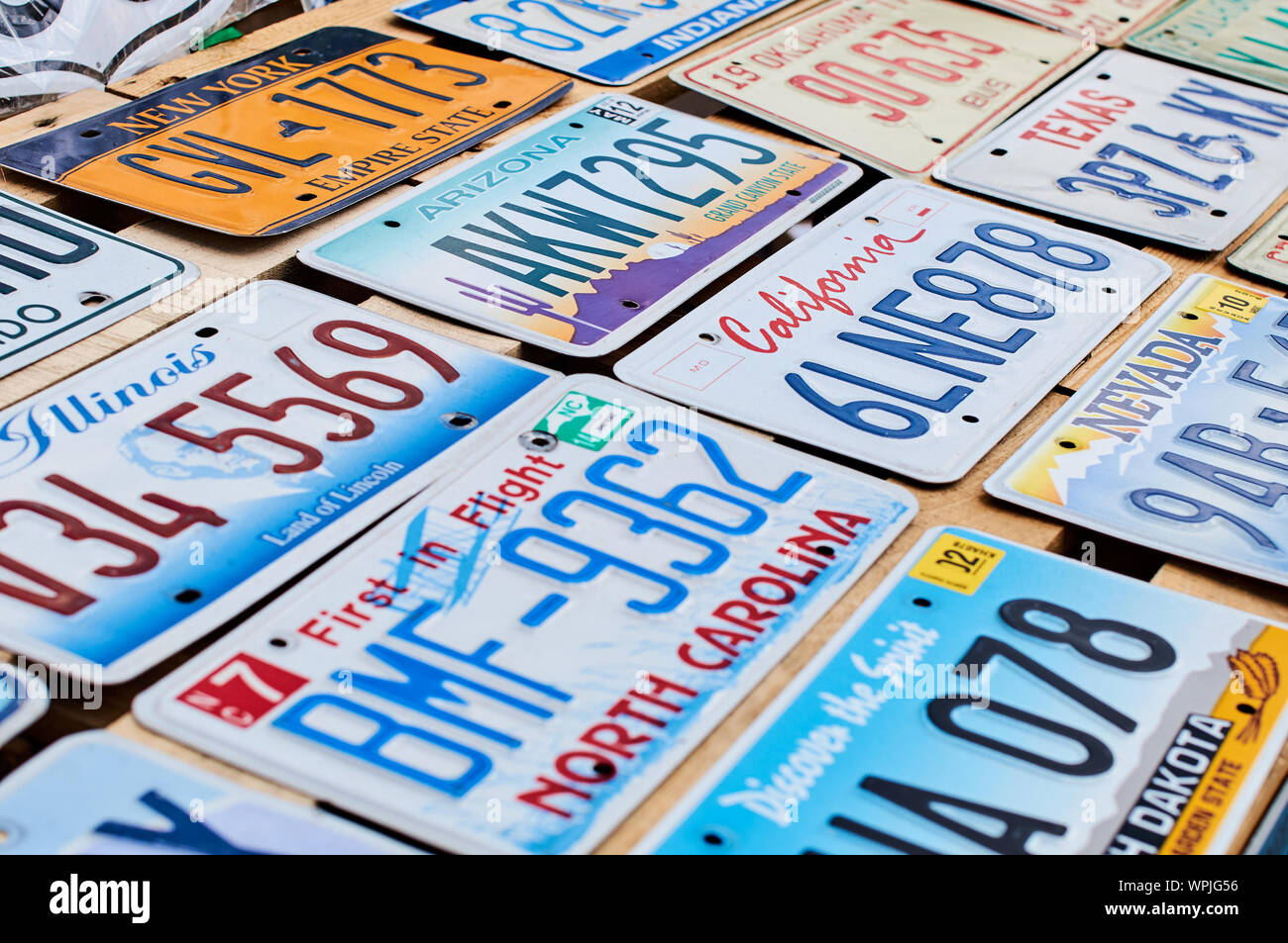 Old discontinued car license plates or vehicle registration numbers