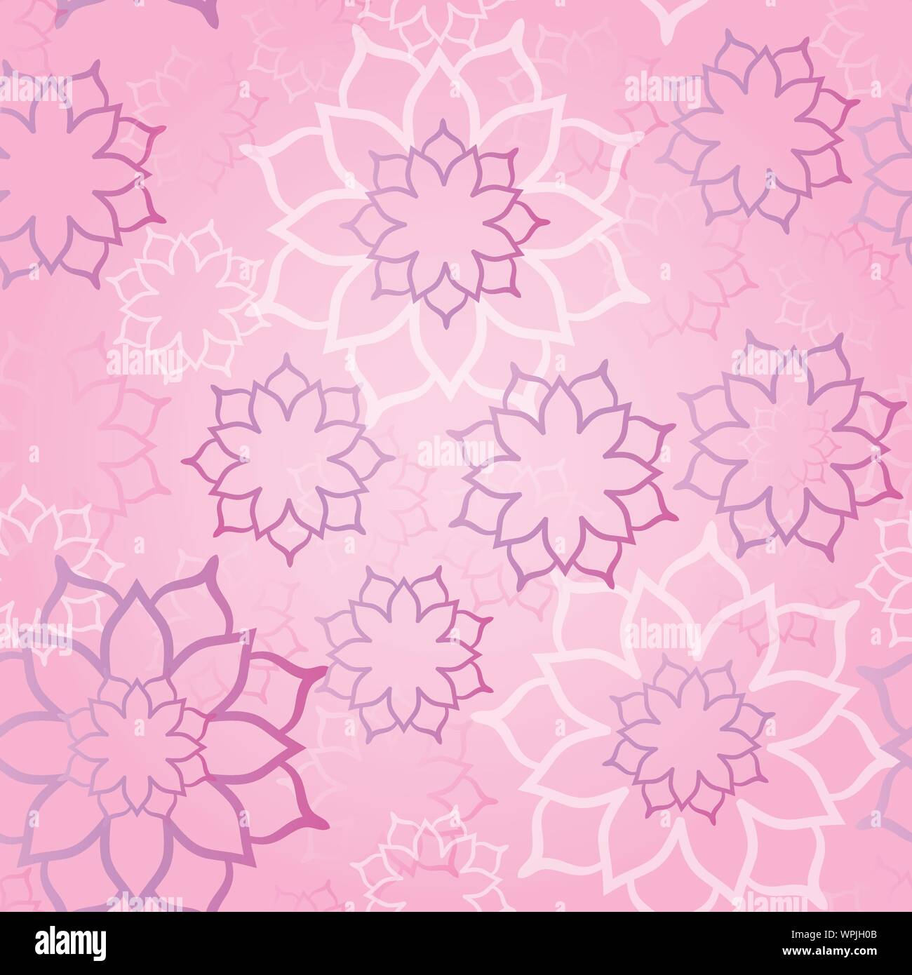 Pink And White Dancing Geometric Lotuses In Seamless Surface Pattern Stock Vector