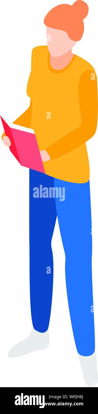 Girl read book icon, isometric style Stock Vector Image & Art - Alamy
