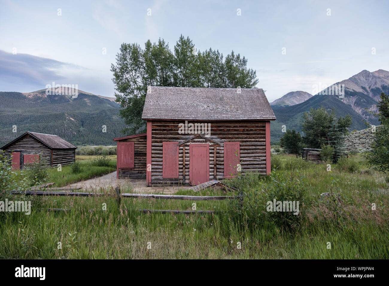 Log Cabins Near Twin Lakes At The Base Of Mount Elbert In Lake
