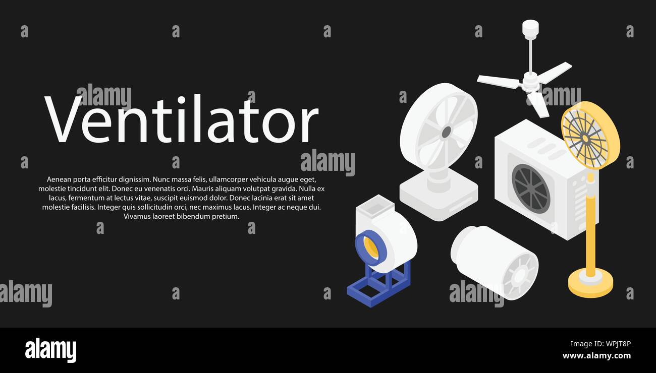 Ventilator set concept banner, isometric style Stock Vector