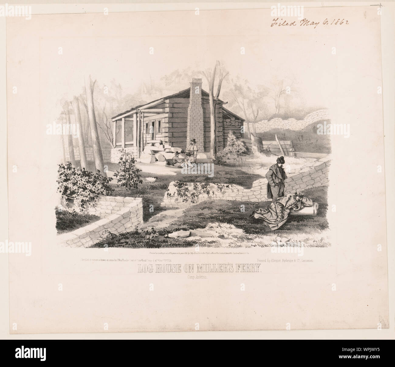 Log house on Miller's ferry Stock Photo Alamy