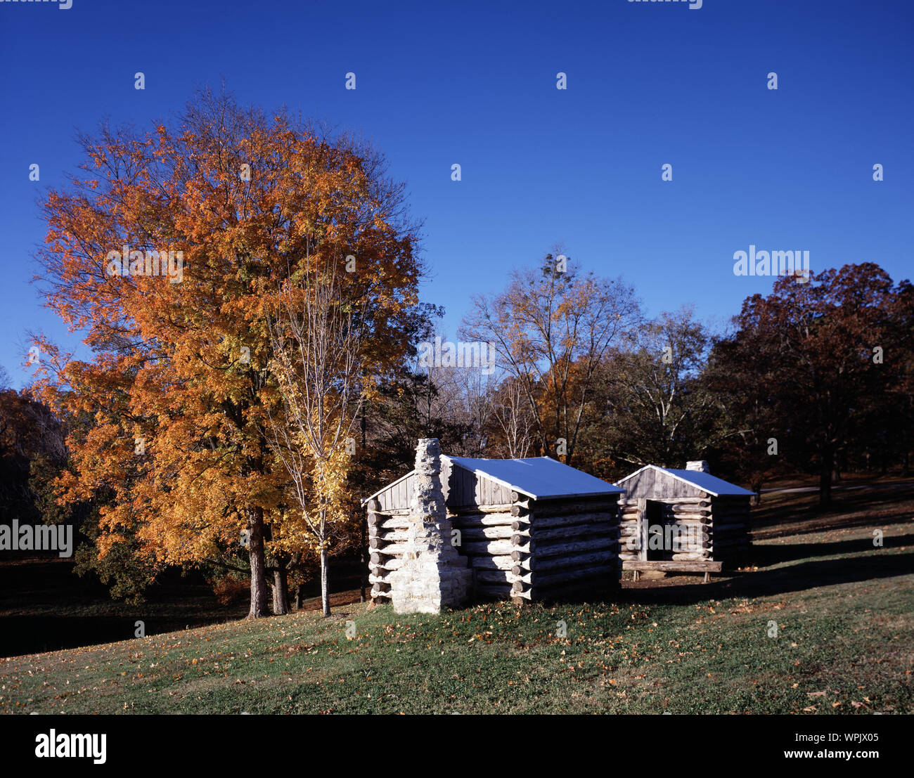 Log huts, Fort Donelson, Dover, Tennessee Stock Photo