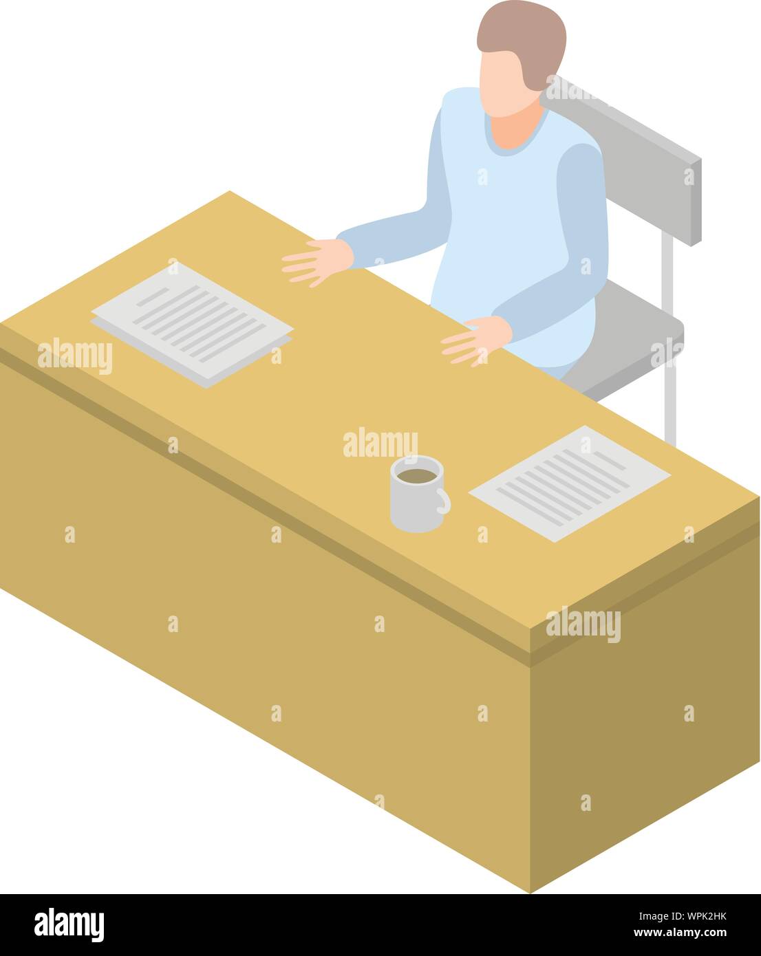 Scientist at desktop icon, isometric style Stock Vector