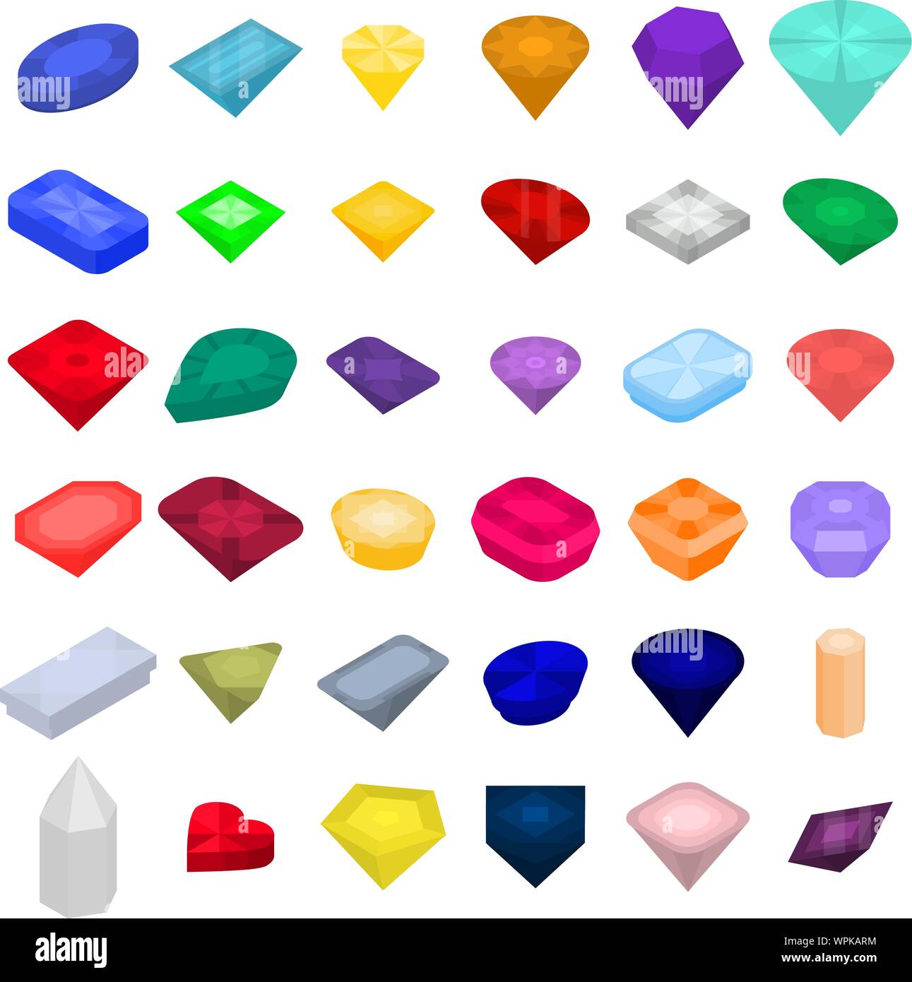 Jewel icons set, isometric style Stock Vector