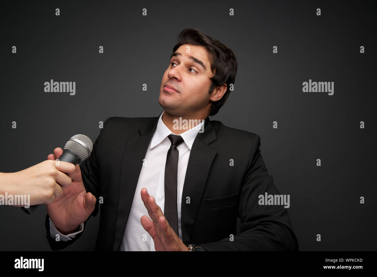 Business Executive Trying To Avoid Interview Stock Photo Alamy