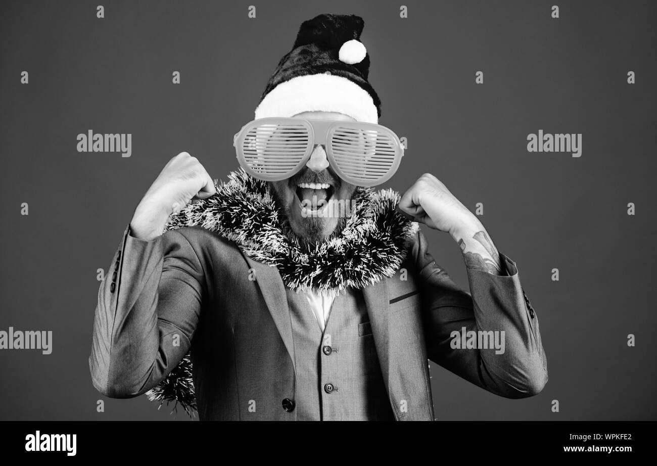 Manager tinsel ready celebrate new year. Corporate holiday party ideas ...
