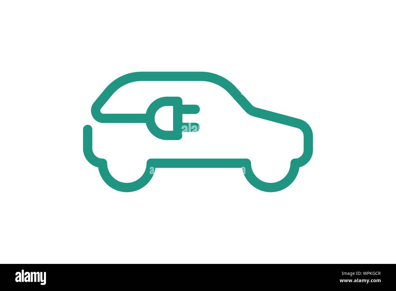 Electric car icon. Electrical automobile cable plug charging green