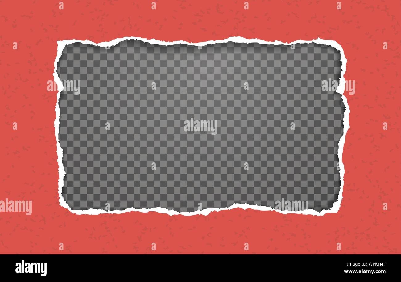 Torn red paper frame for text on black squared background. Vector ...