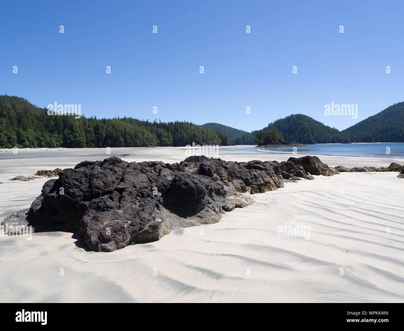 Sea stacks at San Josef Beach, Vancouver Island, British Columbia, Canada Stock Photo