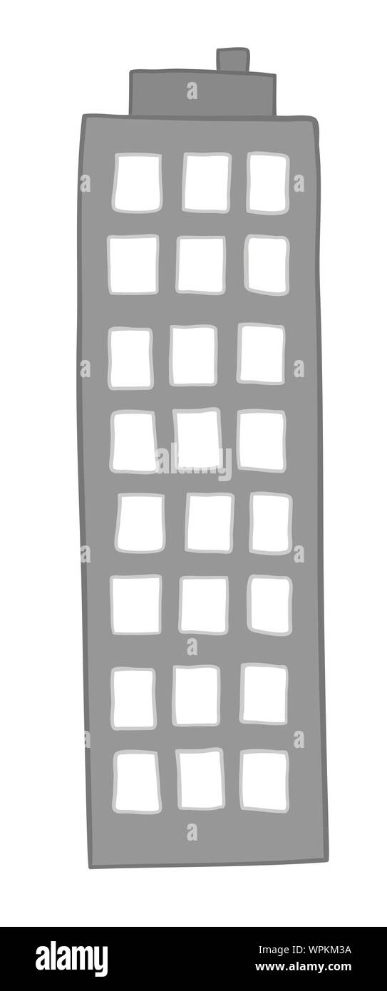 Vector illustration building. Hand drawn. Colored outlines. Stock Vector